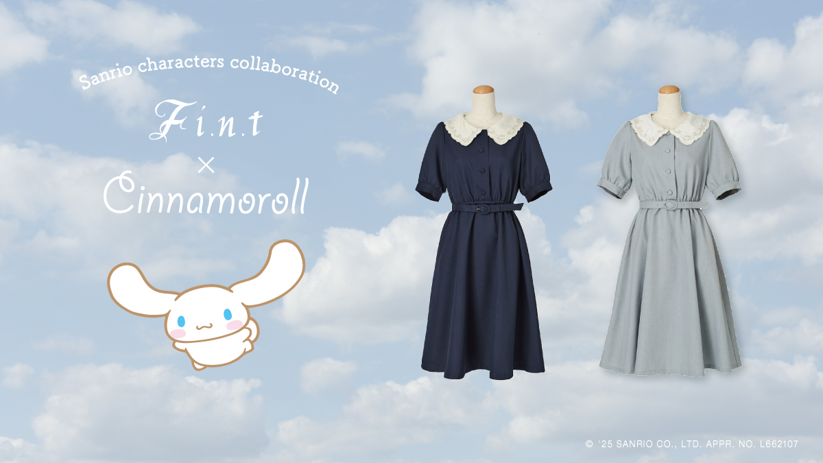F i.n.t シナモロール フィント シナモン サンリオコラボ刺繍ワンピース F i.n.t ×Cinnamoroll サンリオキャラクターズコラボ シナモロール