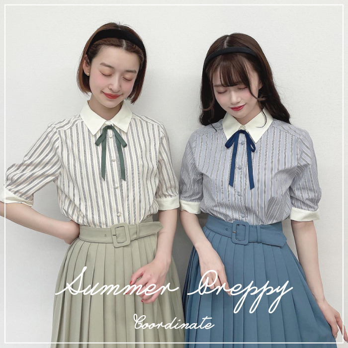 Summer Preppy Coordinate- 大人気のブラウスが半袖になりました！