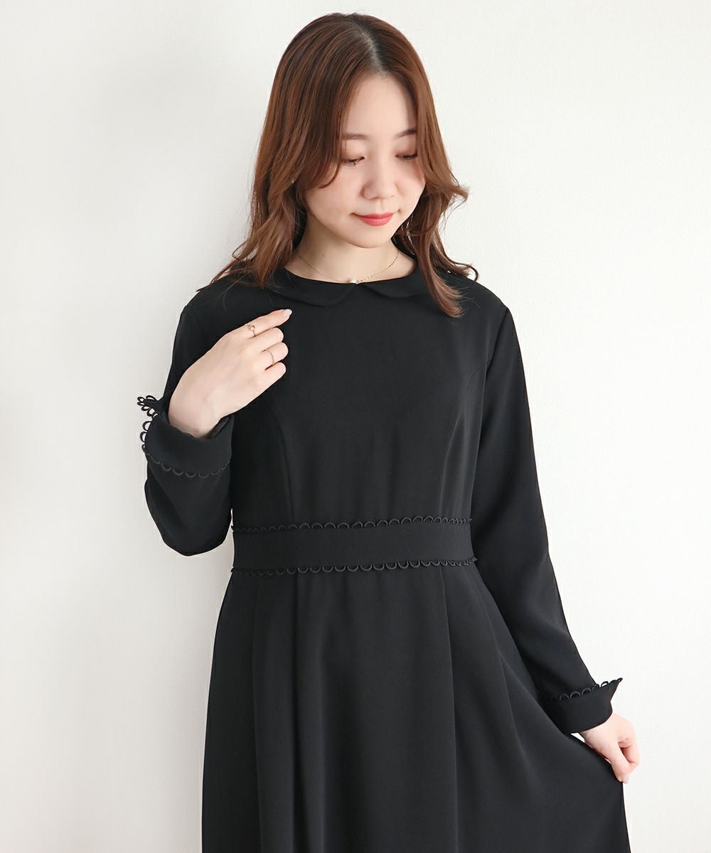 スカラップレース使い丸衿ワンピース【オケージョン】/F i.n.t Black