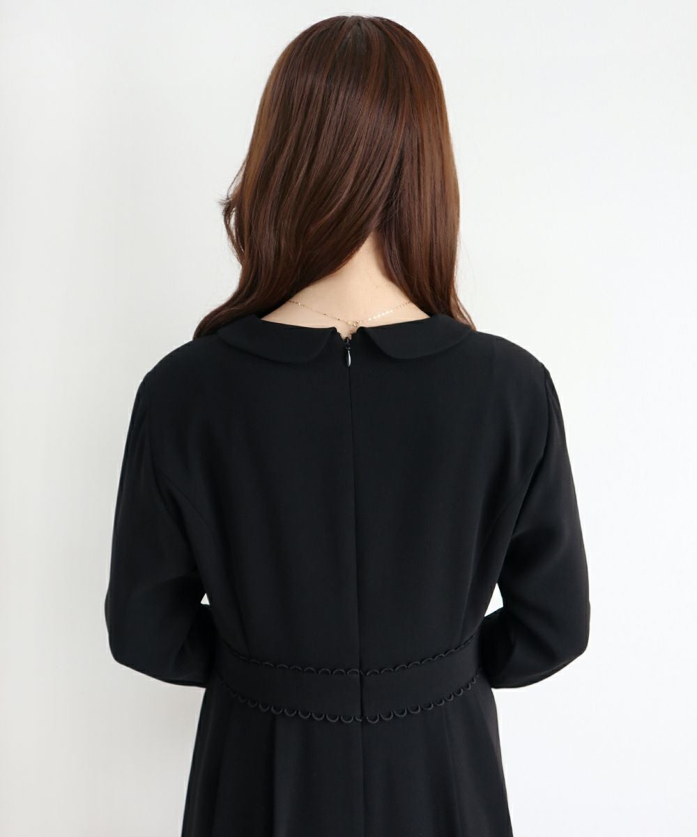 スカラップレース使い丸衿ワンピース【オケージョン】/F i.n.t Black