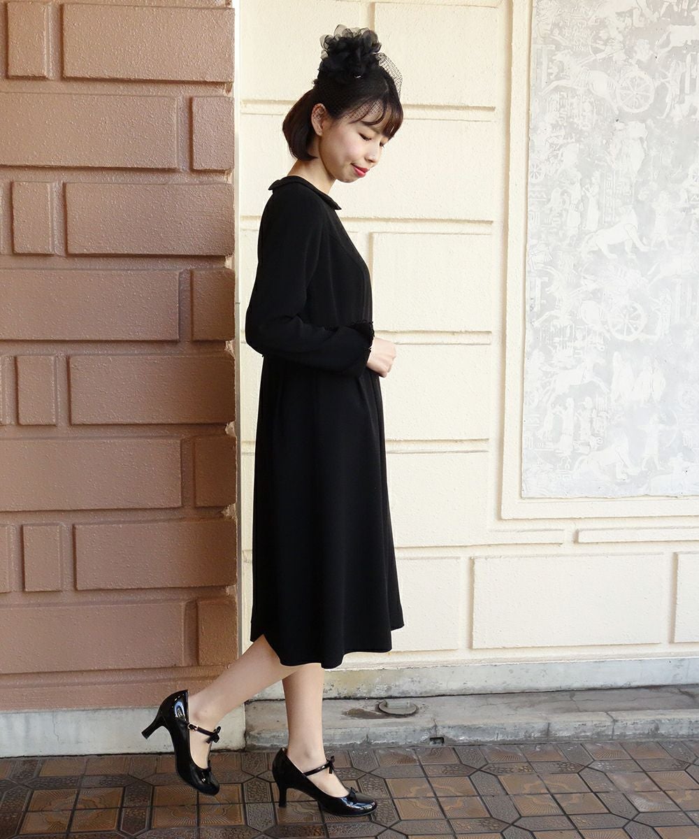 スカラップレース使い丸衿ワンピース【オケージョン】/F i.n.t Black