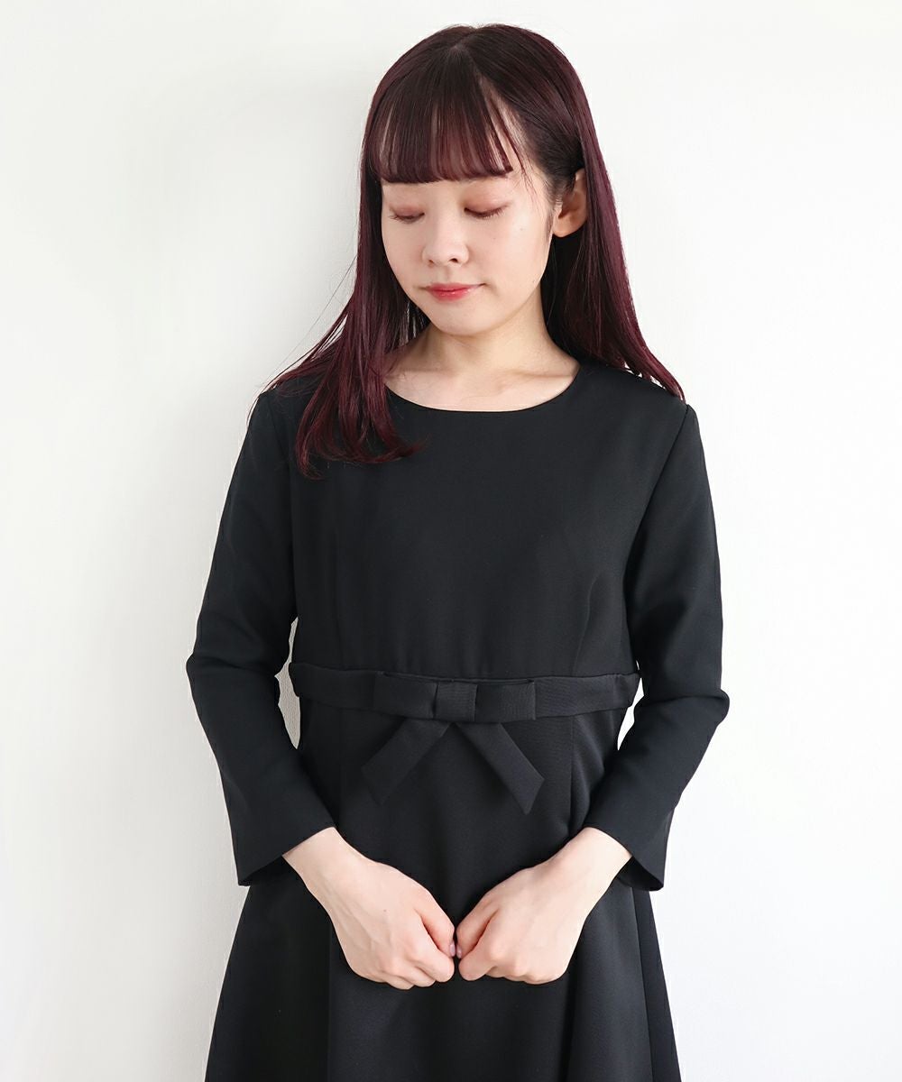 【新品未使用】 ALENCY ウエストカットリボンワンピース ブラック ハイウエストリボン切替えワンピース【オケージョン】/F i.n.t Black