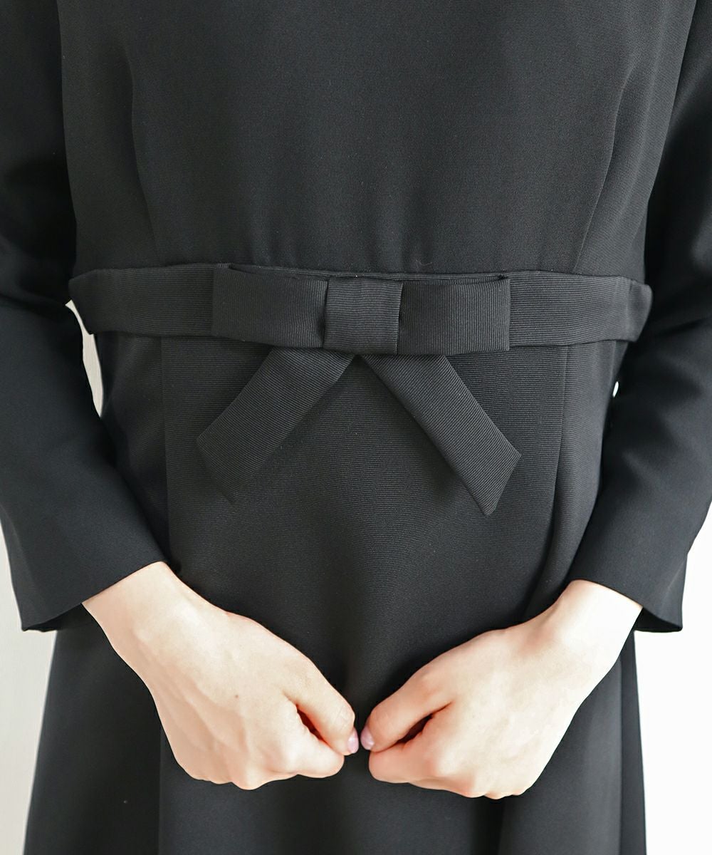 ハイウエストリボン切替えワンピース【オケージョン】/F i.n.t Black