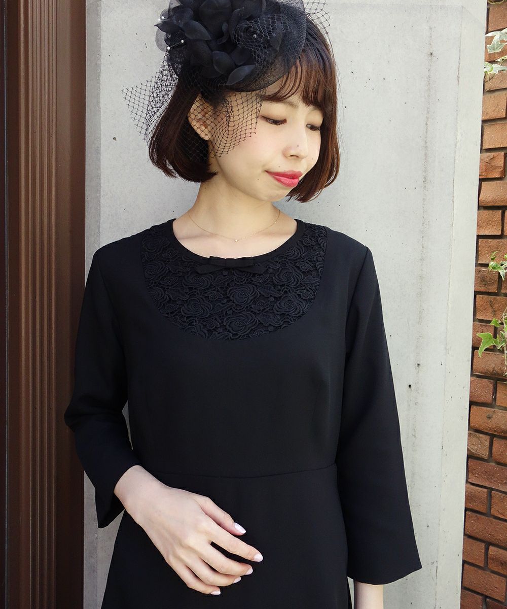 ヨークレース使いワンピース【オケージョン】/F i.n.t Black Formal