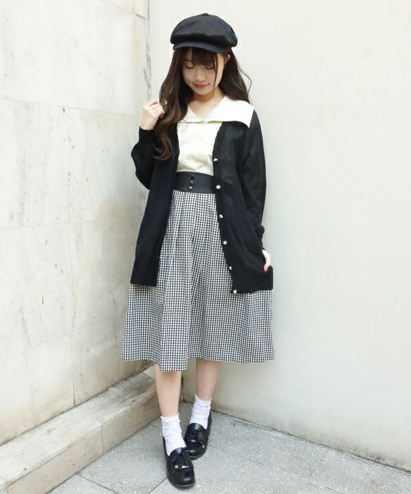 【PINUE新品】サスペンダーサイドタックスカート □ベルト切替ギンガムチェックタックスカート/F i.n.t [29AG02p003