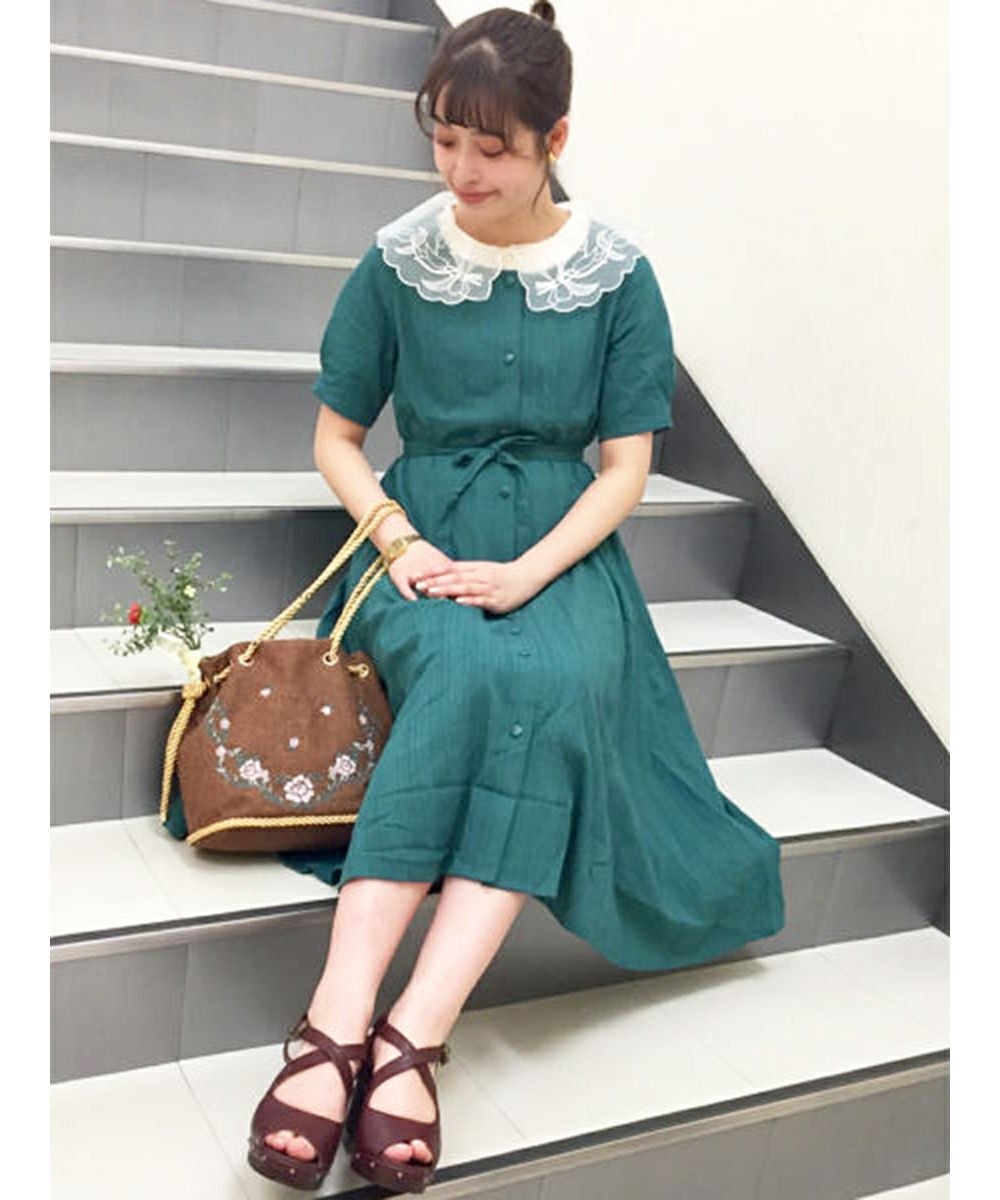 □ドビーストライプ前開きワンピース/an another angelus [26BE03g012