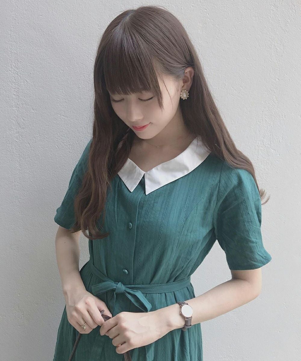 □ドビーストライプ前開きワンピース/an another angelus [26BE03g012