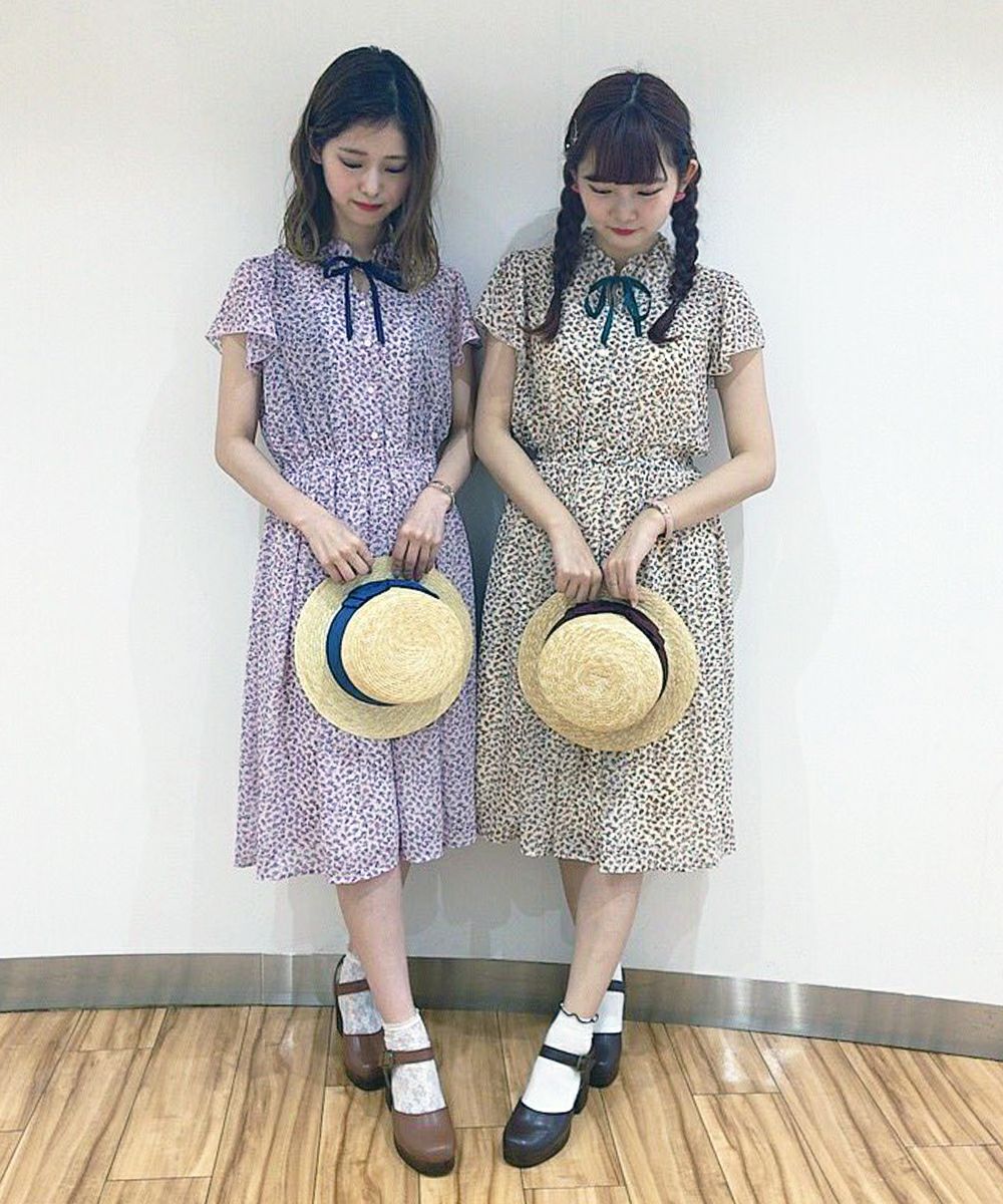 フロントリボン小花柄シフォンワンピース/F i.n.t [30AE02g024] | F