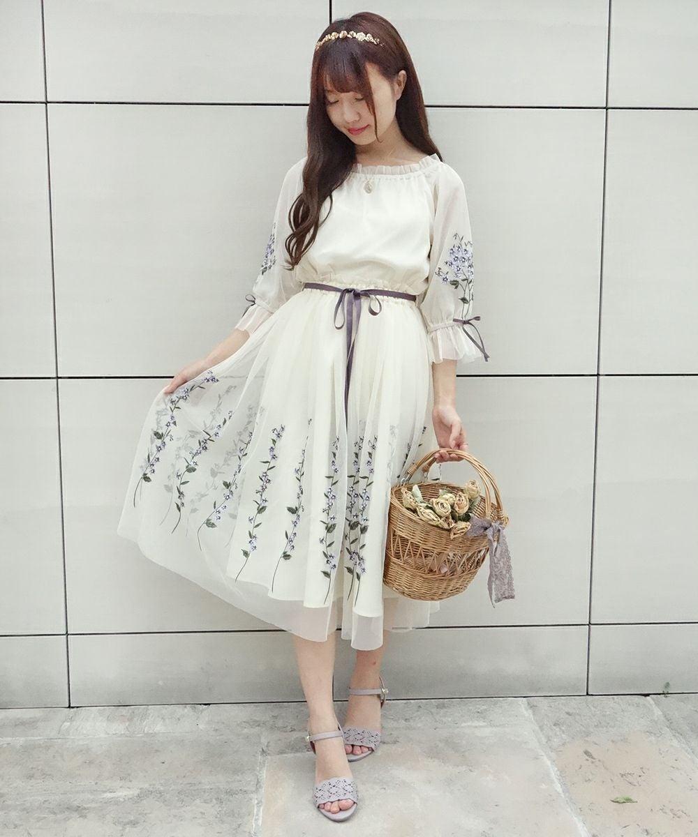 スミレ刺繍チュールスカート/an another angelus [30BG03p024] | F