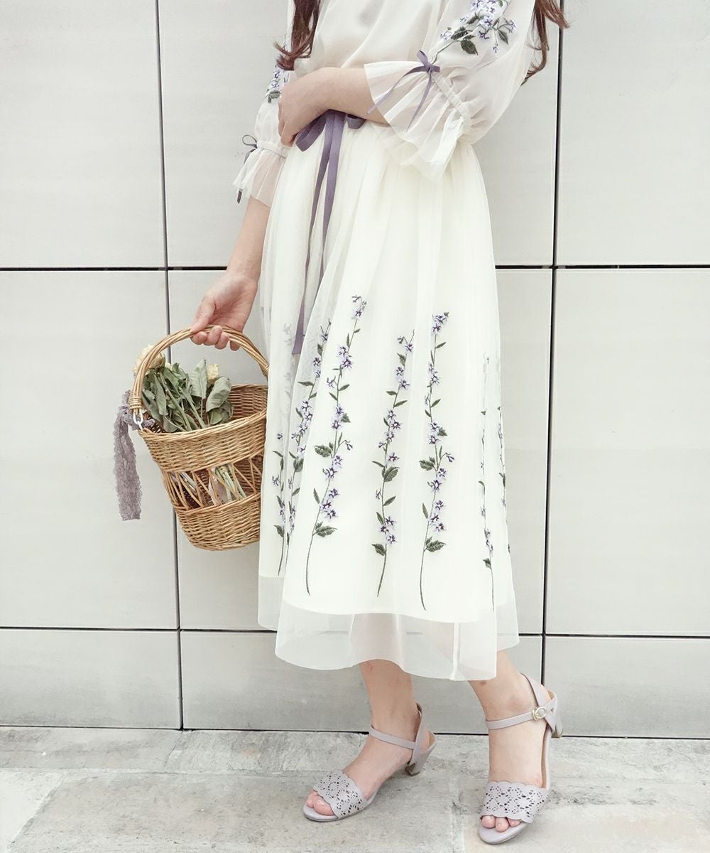 スミレ刺繍チュールスカート/an another angelus [30BG03p024] | F