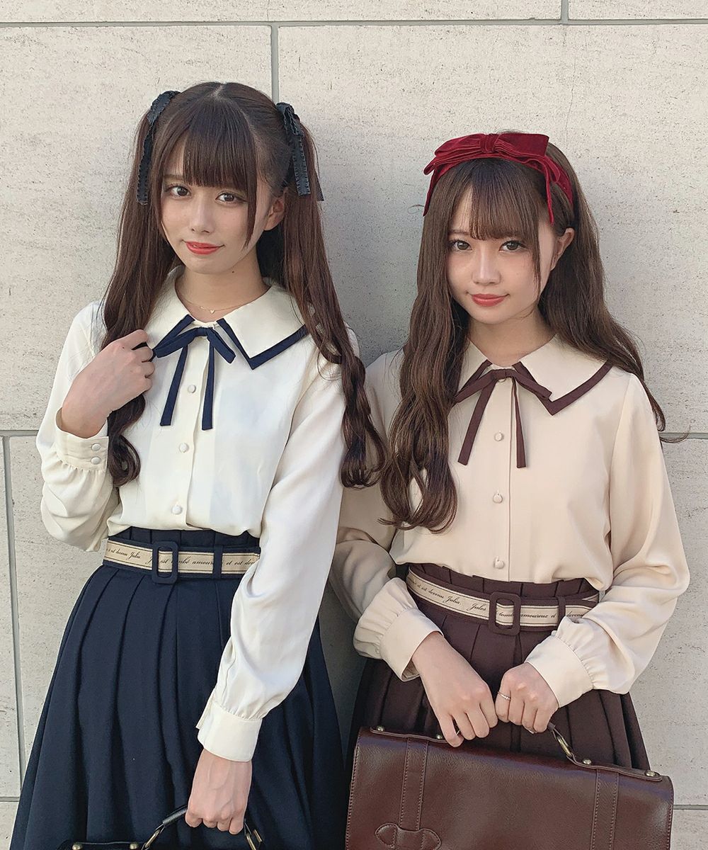 ダブル衿配色タイ付きブラウス/F i.n.t ダブル衿配色タイ付きブラウス/F i.n.t [31AF02j003] | F i.n.t公式