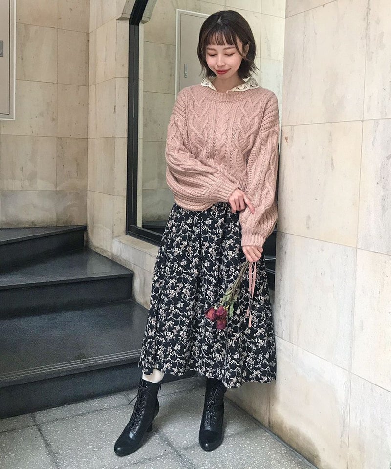 model:158cm (ニットとのレイヤード)