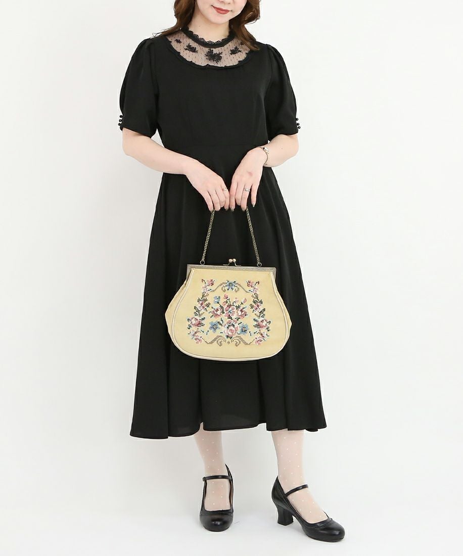 ローズ刺繍ヨーク透けワンピース【オケージョン】/an another angelus