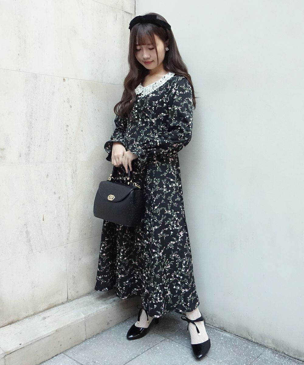 □レース衿花柄ロングワンピース/an another angelus [31BE03g014] | F