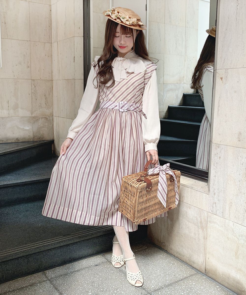 希少極美品　サンローラン　マルチカラーワンピース　スカーフ　ベルト　パフスリーブ ワンピース