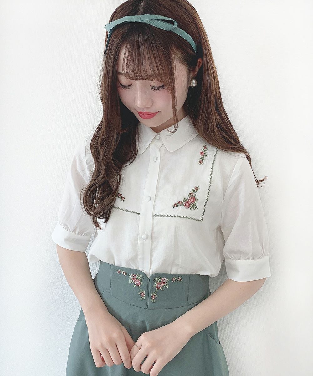 ハンカチクロスステッチ刺繍ブラウス/F i.n.t [33AF02h012] | F i.n.t