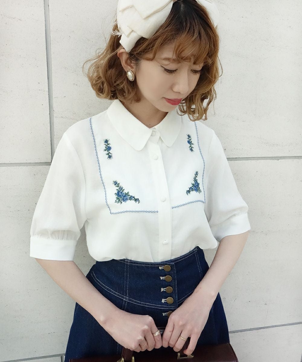 ハンカチクロスステッチ刺繍ブラウス/F i.n.t [33AF02h012] | F i.n.t