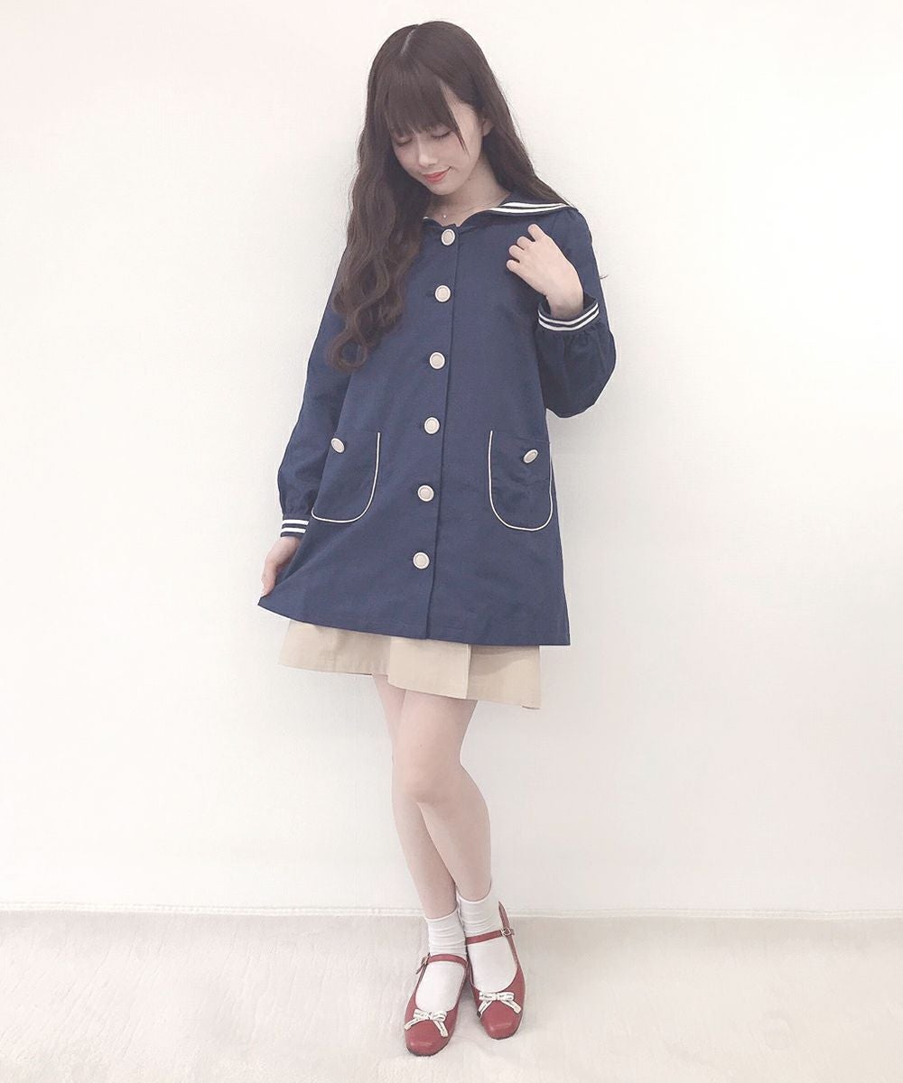 ★タグ付き 未使用 Liten リテン セーラーカラーコート ネイビー LItenリテン セーラーカラーコート 新品 ネイビー machatt yoriの通販