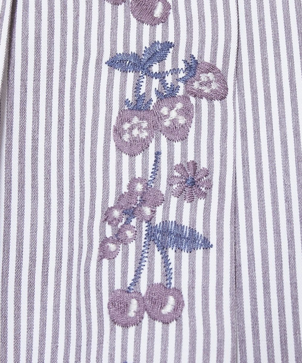 フリル付き青いスカート果物刺繍 フルーツ刺繍ストライプスカート/F i.n.t [34AG03p016] | F i.n.t公式