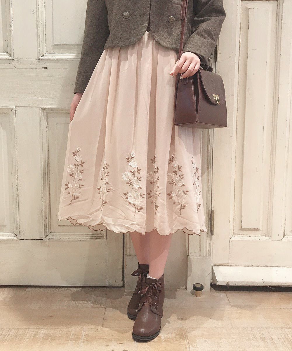 ローズ刺繍シフォンスカート/an another angelus [35BG03p001] | F