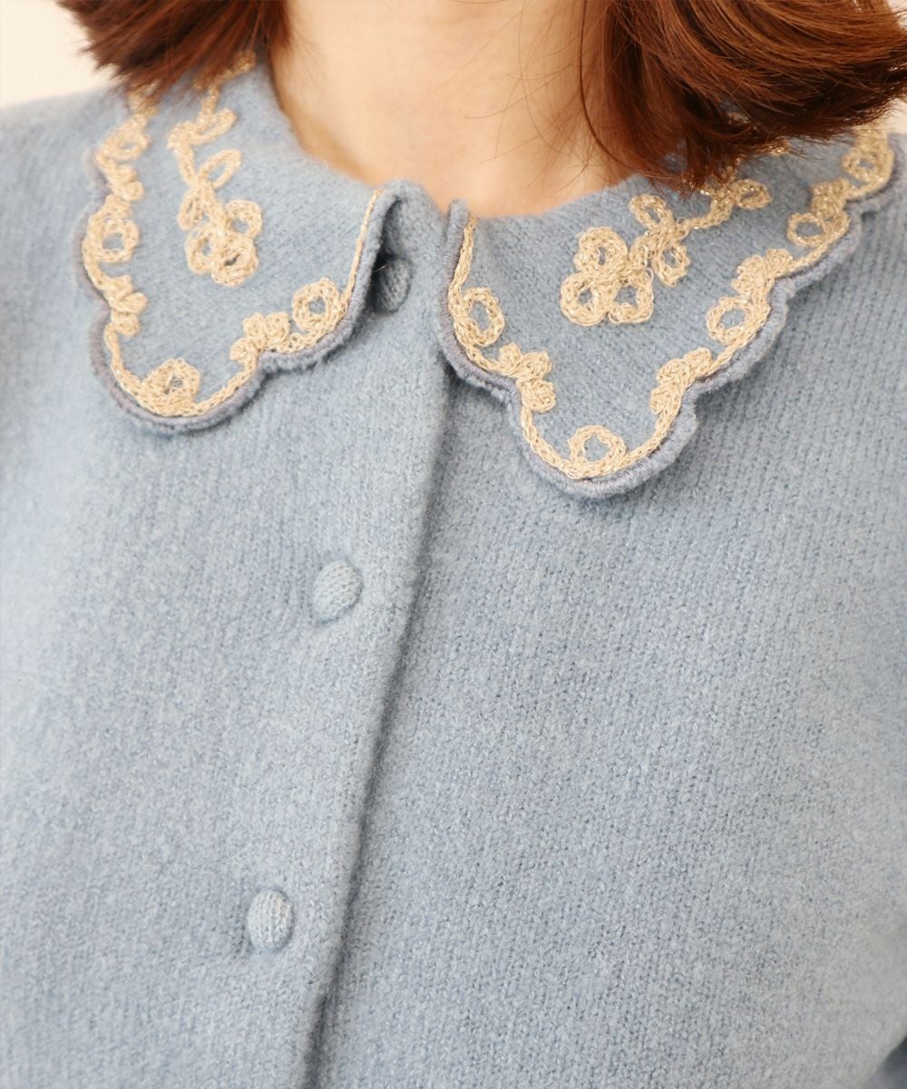 an another angelus ラメ刺繍スカラップ衿ニットカーディガン ラメ刺繍スカラップ衿ニットカーディガン/an another angelus Limited