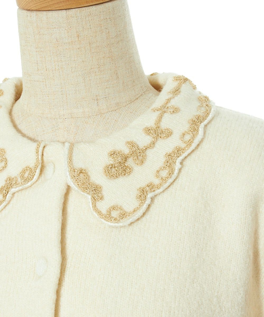 an another angelus ラメ刺繍スカラップ衿ニットカーディガン 楽天市場】「2020秋冬新作」ラメ刺繍スカラップ衿ニットカーディガン