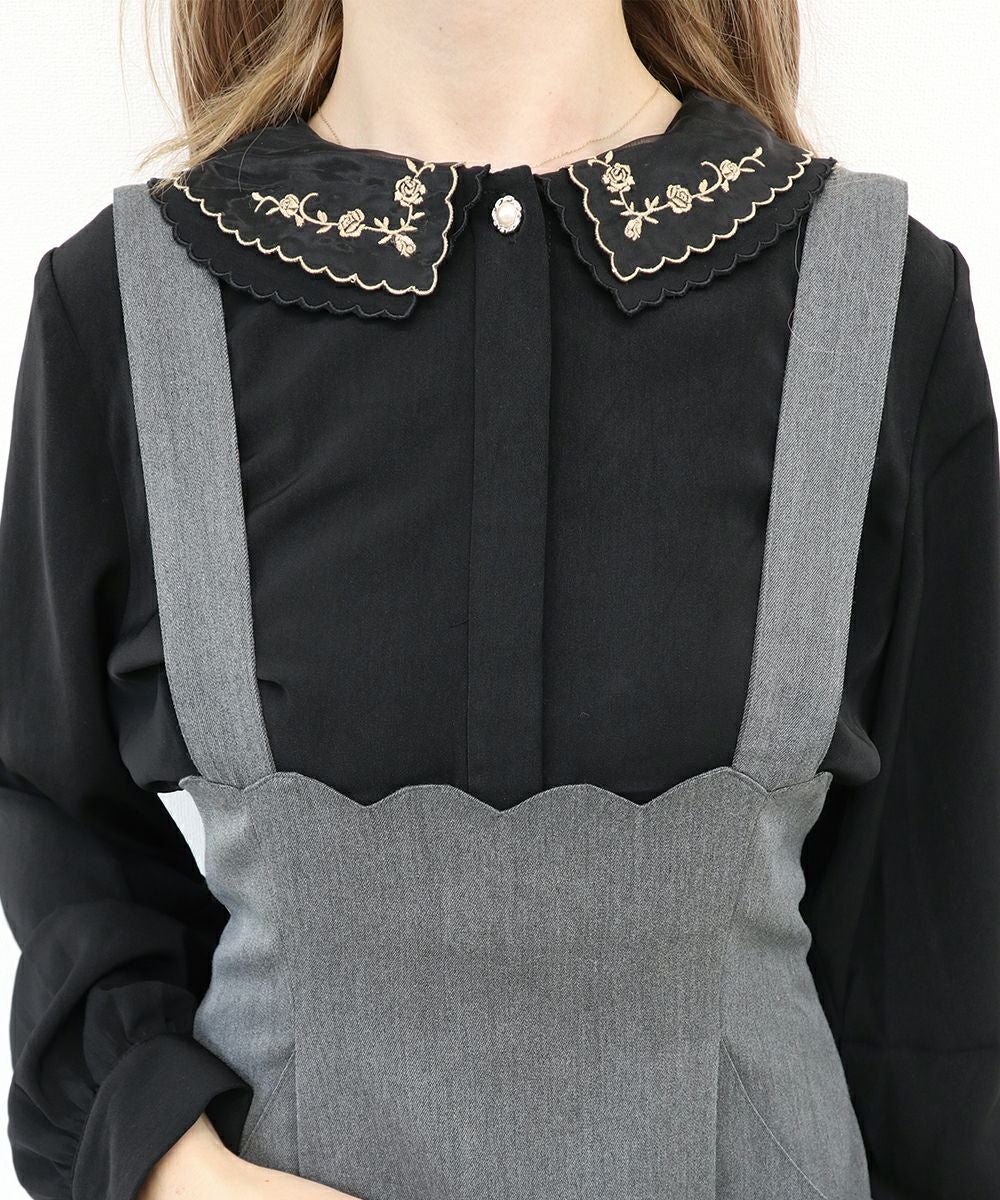 サスペンダー付きスカラップハイウエストスカート/F i.n.t [35AG05n005