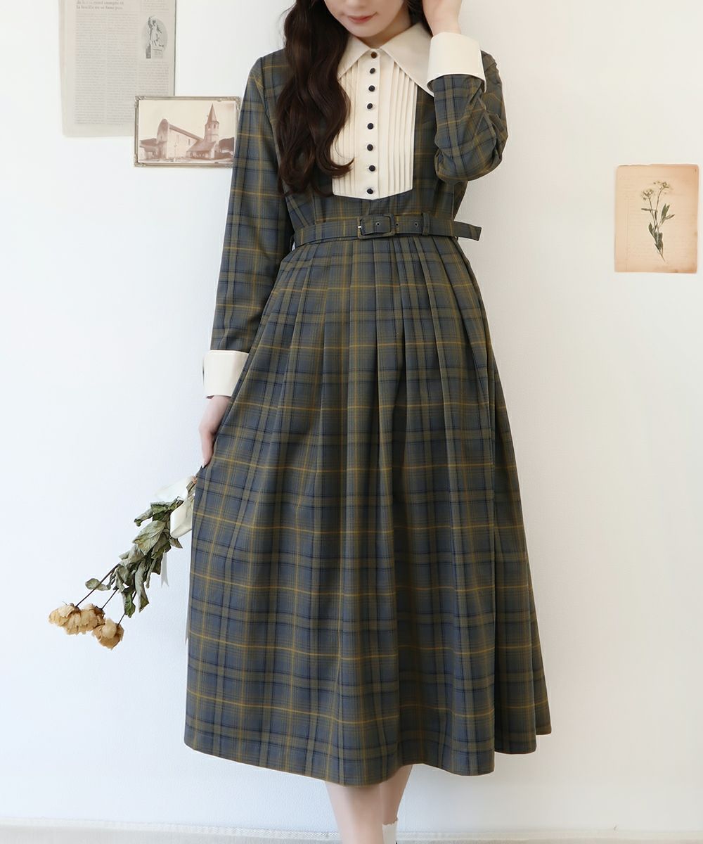 クレリックヨーク切替チェックワンピース/an another angelus Limited