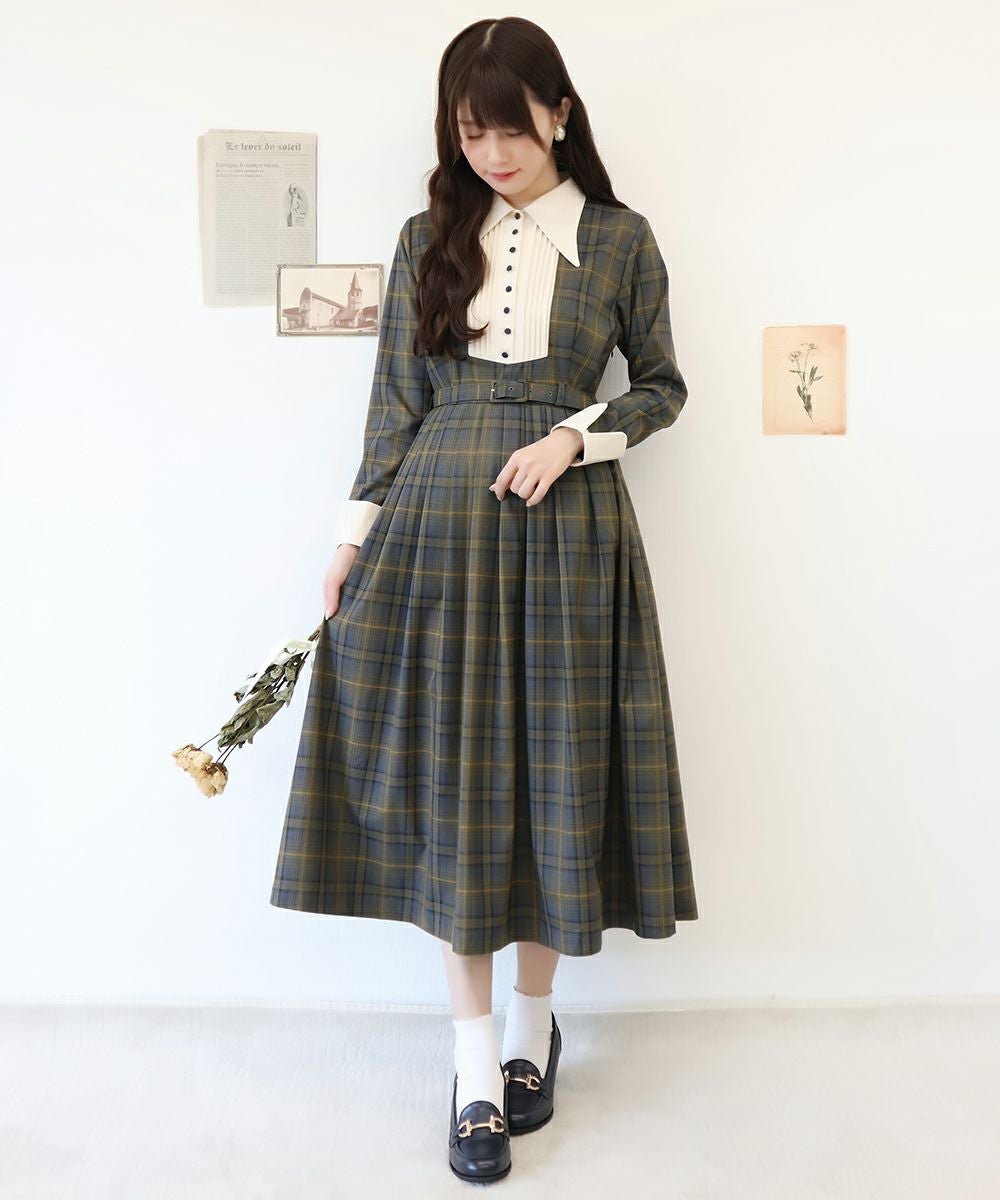 クレリックヨーク切替チェックワンピース/an another angelus Limited