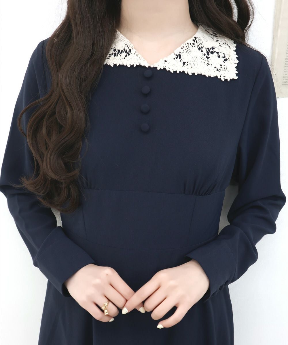 アンアナザーアンジェラス クレリックレース衿ワンピース □変形クレリックレース衿ワンピース/an another angelus [36BE02j015