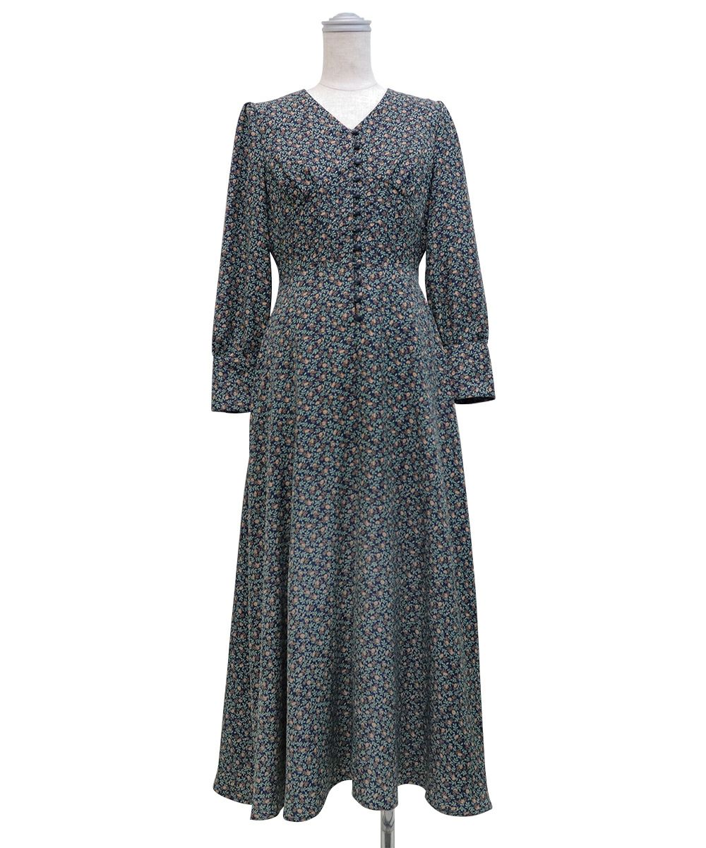 □コルセット切替小花柄ロングワンピース/an another angelus Limited