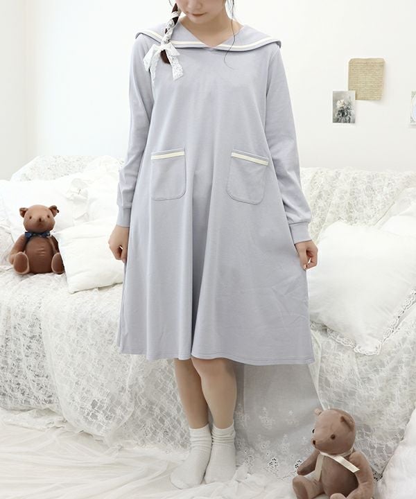 バックロゴ刺繍セーラーカラーワンピース/F i.n.t HOME [37HE06j003