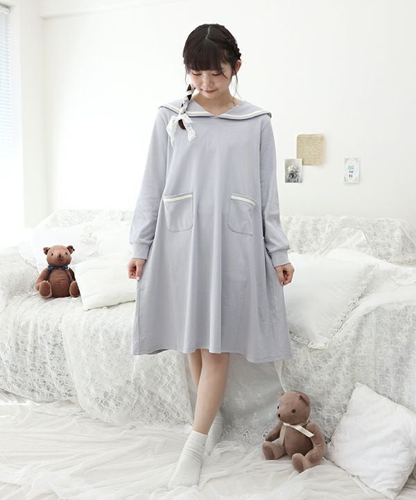 バックロゴ刺繍セーラーカラーワンピース/F i.n.t HOME [37HE06j003