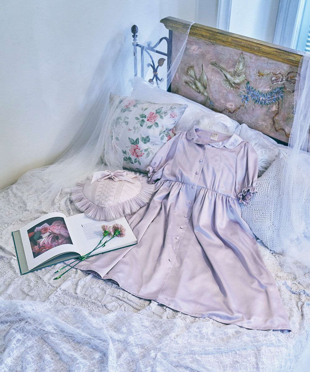プチローズ刺繍サテン開衿ワンピース/F i.n.t HOME [37HE02g001] | F