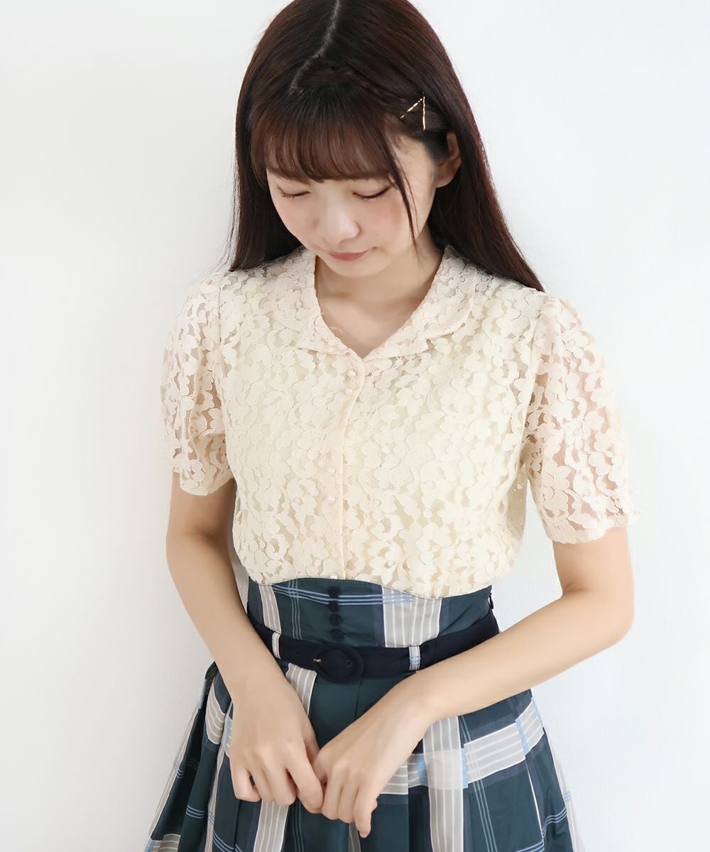 □総レース開衿ブラウス/an another angelus [37BF02h010] | F i.n.t