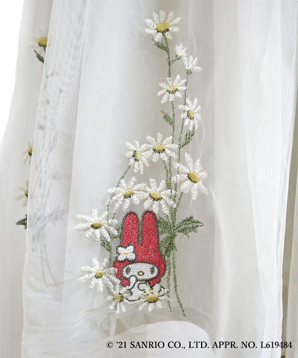 極美品✨モナリザ フラワー刺繍 ドッキングワンピース 白襟 チュール 10Y キュート♡花柄刺繍チュールワンピース B0345 | retro_n
