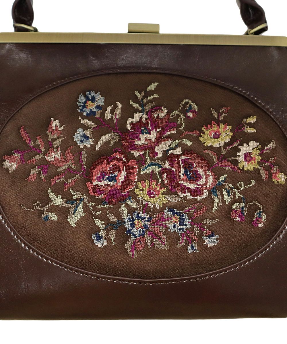ニードルポイント風刺繍がま口バッグ/an another angelus [39BC05a002