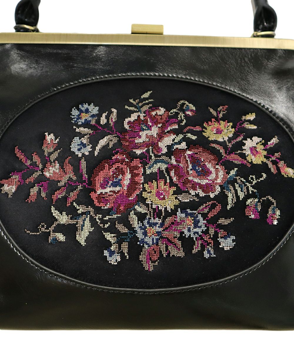 ニードルポイント風刺繍がま口バッグ/an another angelus [39BC05a002