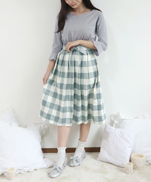 ギンガムチェックドッキングワンピース/F i.n.t HOME [38HE02i009] | F