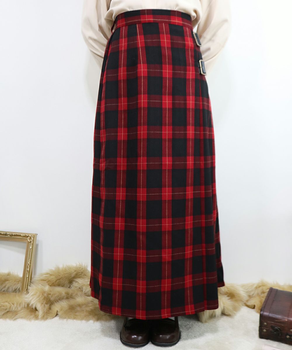 キルト風タータンチェックロングスカート/F i.n.t [39AG02q007 キルト風タータンチェックロングスカート/F i.n.t [39AG02q007
