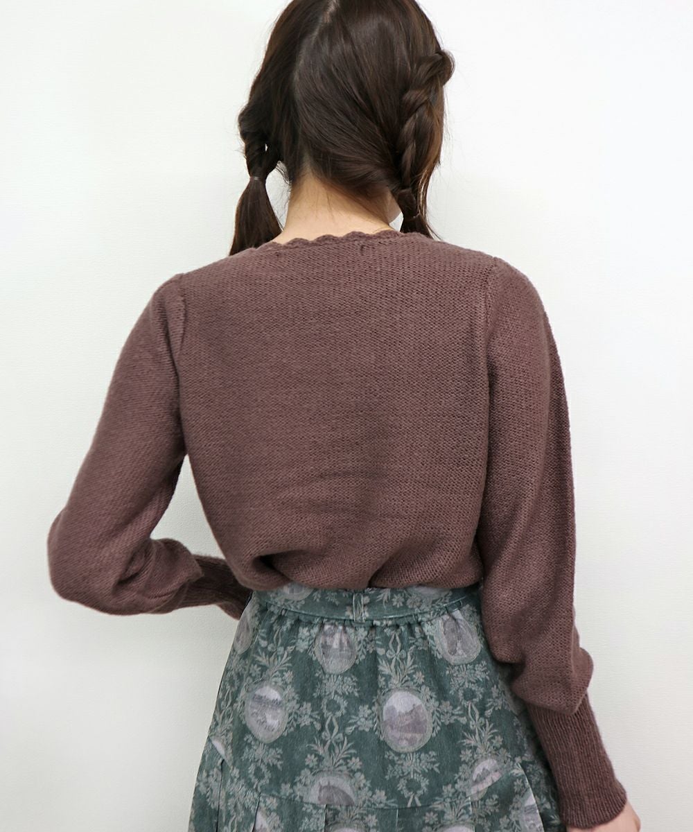 ローズ刺繍ケーブルニットプルオーバー/an another angelus