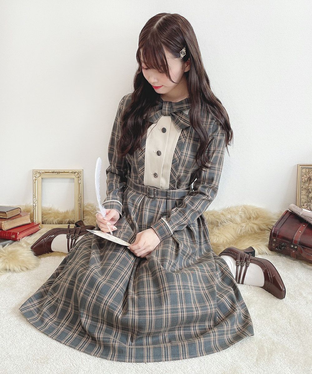 ヨーク切替ボウタイチェックワンピース/F i.n.t [40AE02j016] | F