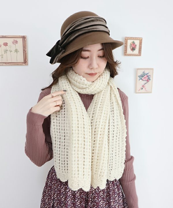 □かぎ針編み使いローゲージニットストール/F&A [40CB09a009] | F