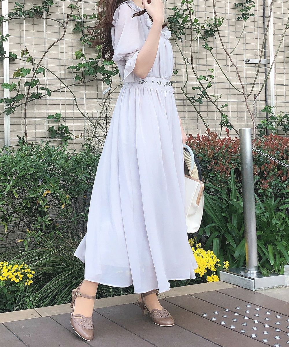 ローズクロスステッチ刺繍シフォンワンピース/F i.n.t [41AE02h003