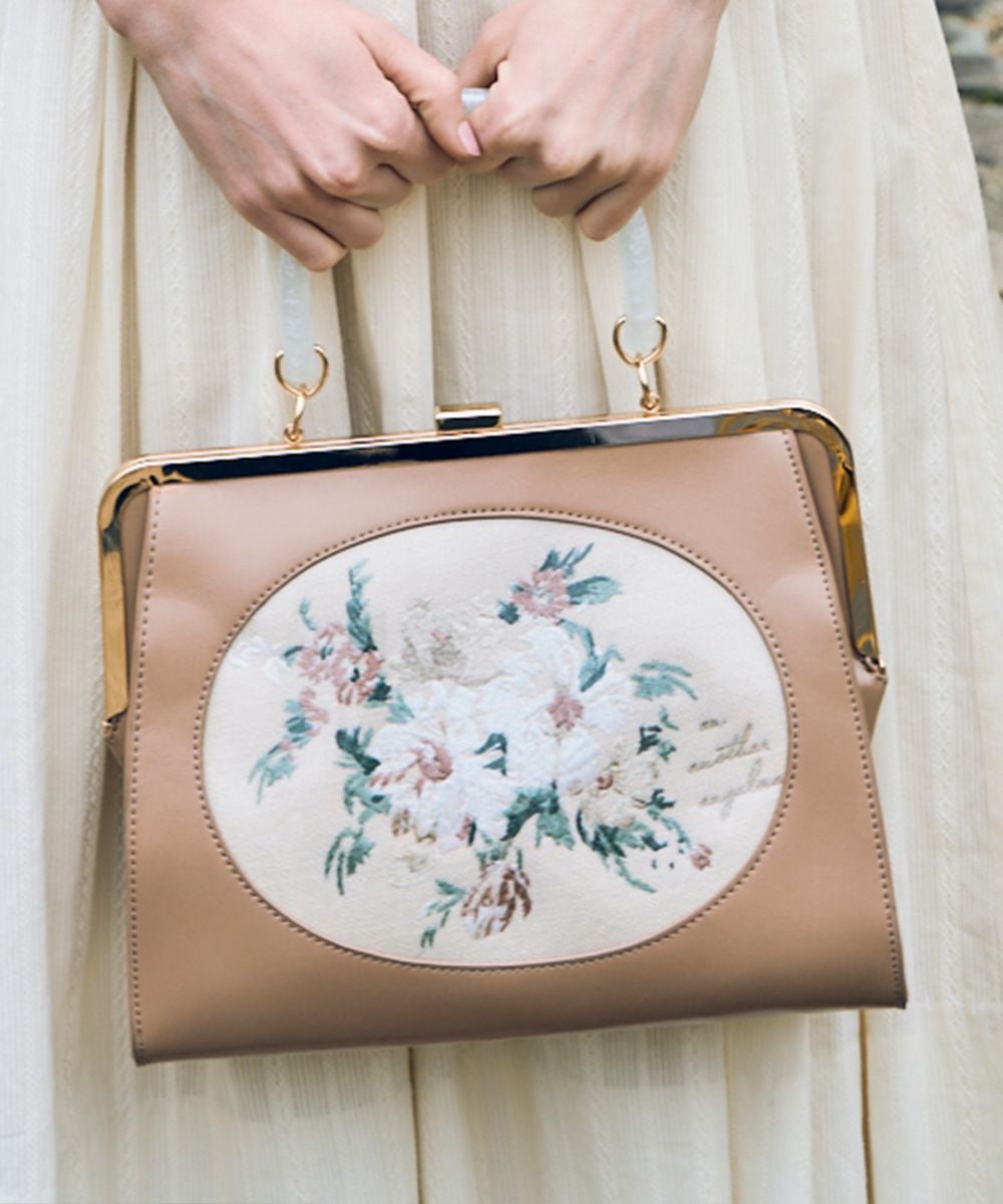 アートタッチフラワー刺繍ハンドバッグ/an another angelus