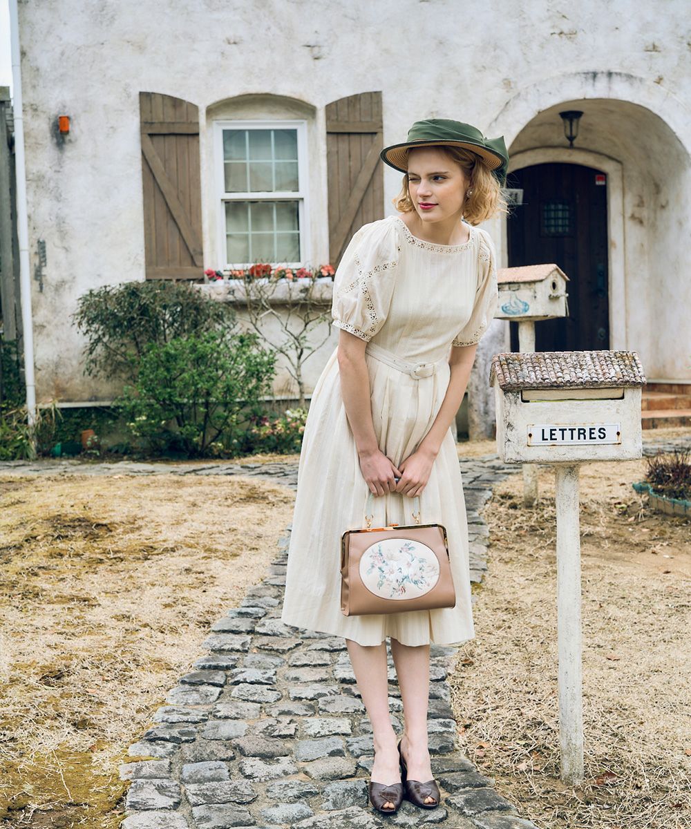 アートタッチフラワー刺繍ハンドバッグ/an another angelus