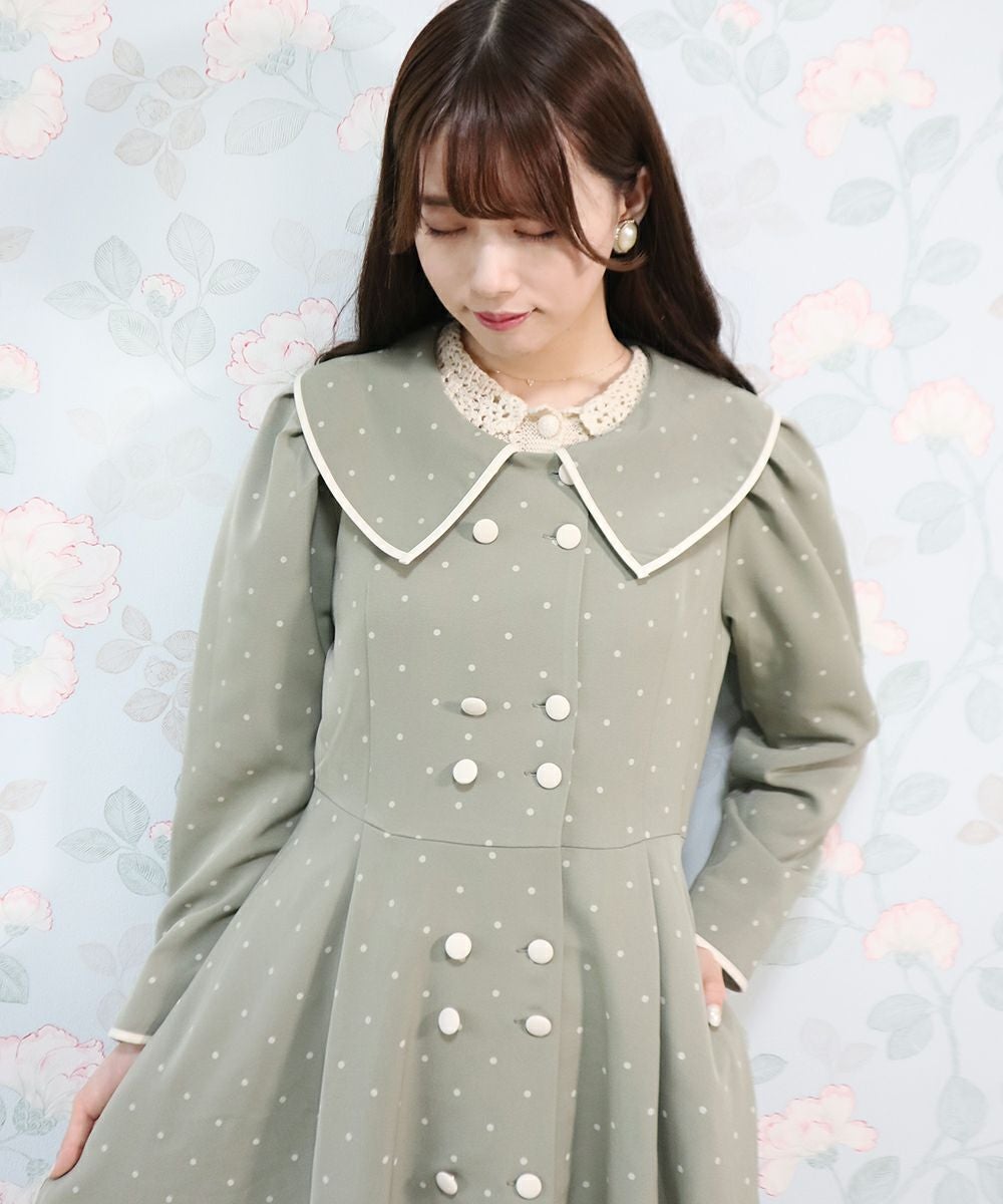 □配色パイピングドット柄ワンピースコート/an another angelus