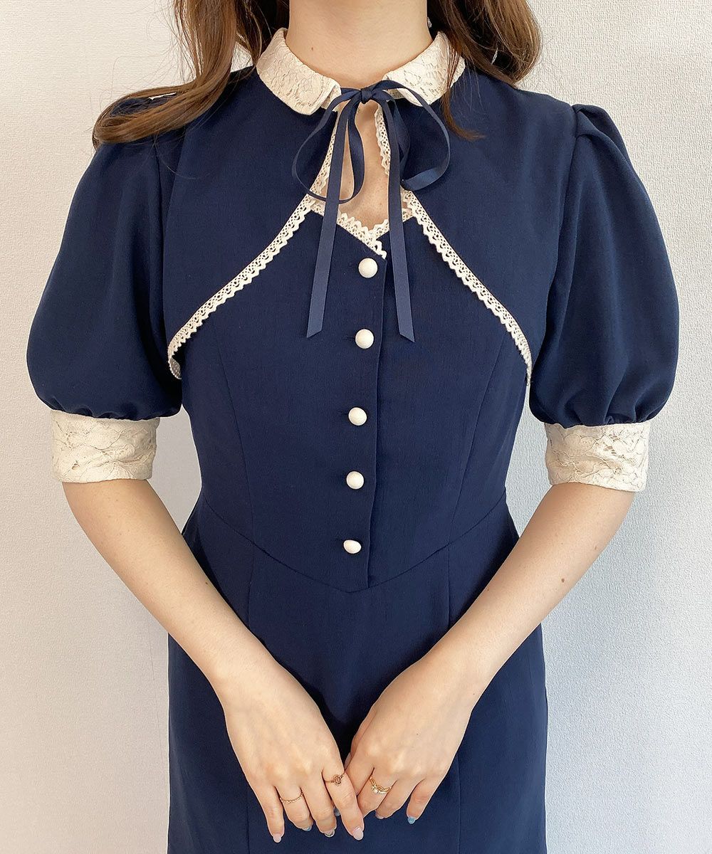 レース使いフロント開きマーメイドワンピース/an another angelus