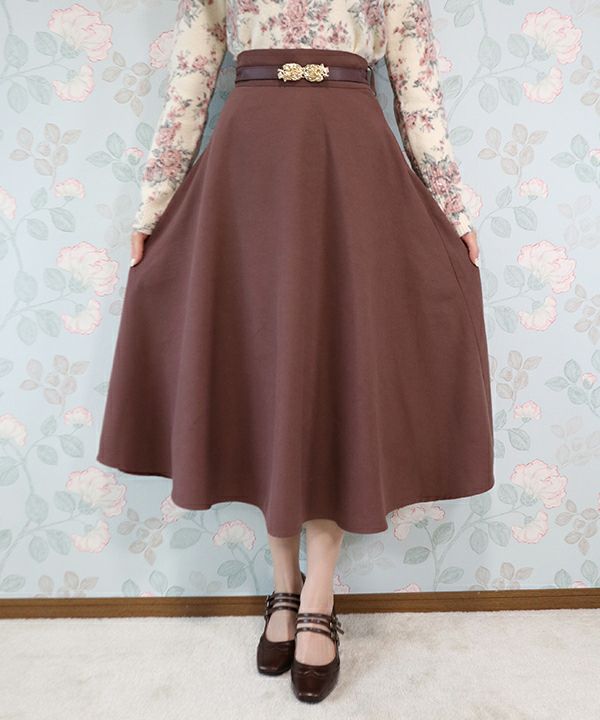 ローズ金具ベルト付きフレアースカート/an another angelus