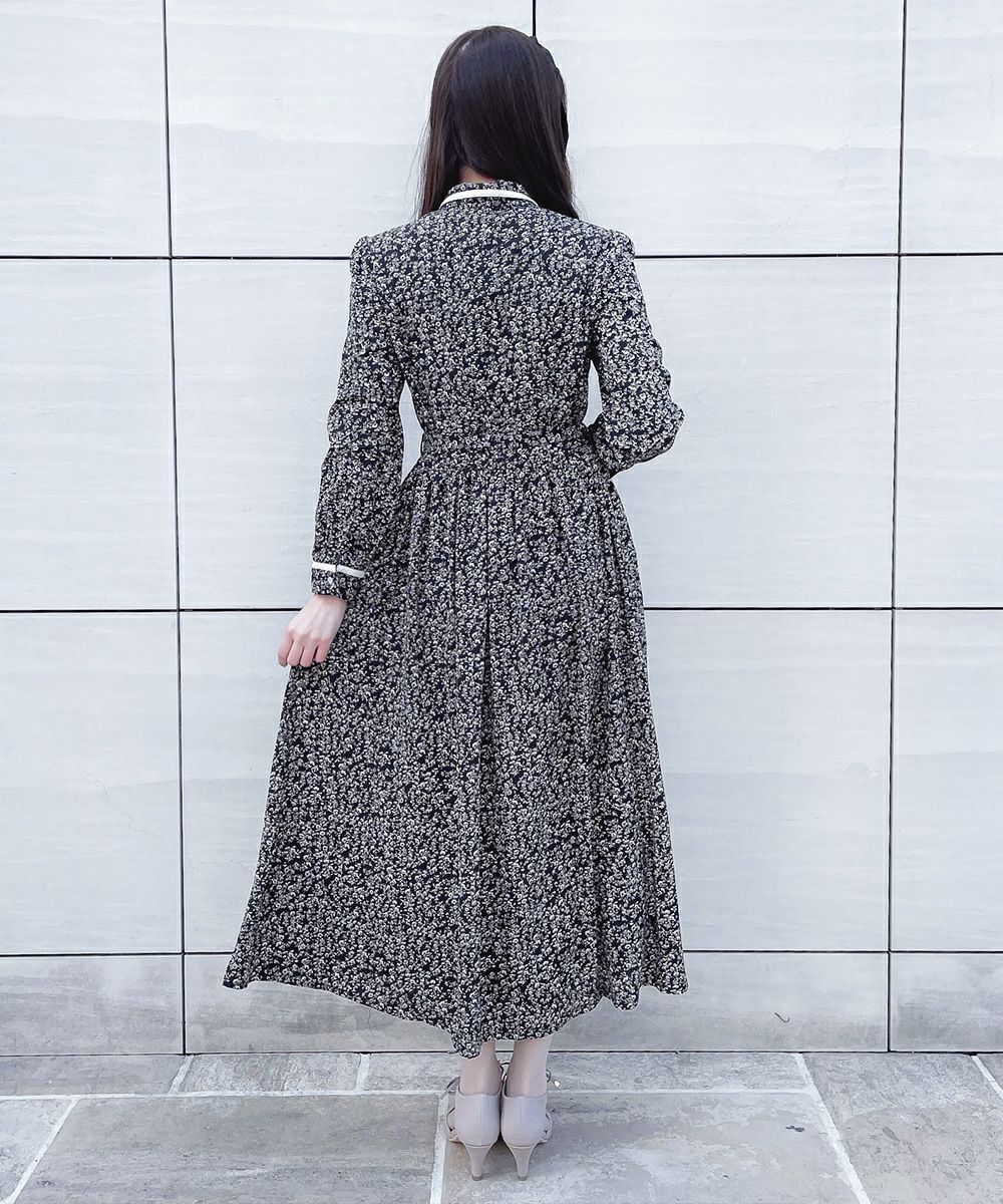 トーションレース使い小花柄ロングワンピース/an another angelus